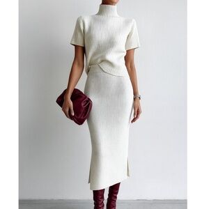 COMMENSE turtleneck sweater and skirt set